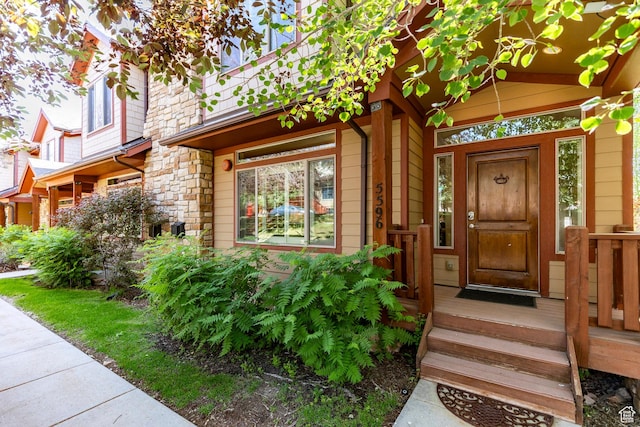 5596 N Oslo Ln, Park City, UT 84098 - view of exterior entry featuring stone siding