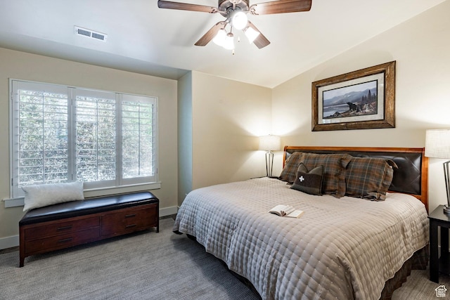 5596 N Oslo Ln, Park City, UT 84098 - bedroom with carpet flooring, lofted ceiling, and a ceiling fan