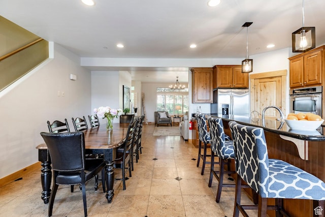 5596 N Oslo Ln, Park City, UT 84098 - dining area with recessed lighting and a chandelier