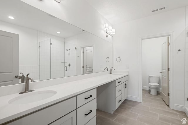 6656 W Docksider Dr, South Jordan, UT 84009 - full bath with double vanity, a shower stall, and recessed lighting