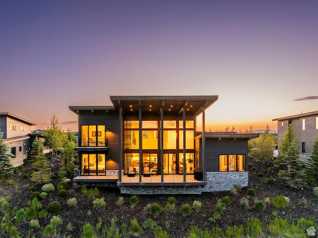 6836 Golden Bear Loop W, Park City, UT 84098 - back of property at dusk with a balcony