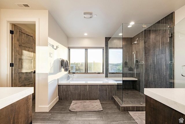 6836 Golden Bear Loop W, Park City, UT 84098 - full bathroom with a bath, a stall shower, recessed lighting, and vanity