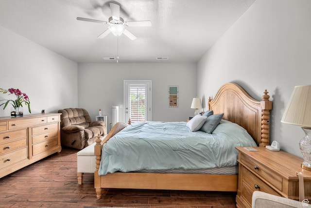 2727 S 3440 W, Hurricane, UT 84737 - bedroom featuring access to outside, dark wood-style floors, and ceiling fan