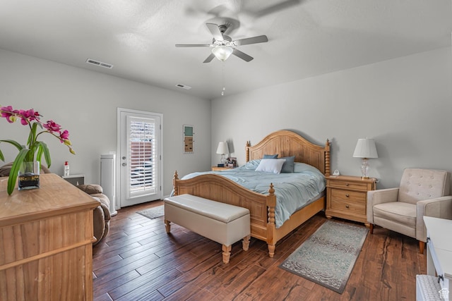 2727 S 3440 W, Hurricane, UT 84737 - bedroom with access to exterior, dark wood finished floors, and a ceiling fan
