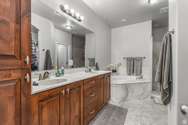 2727 S 3440 W, Hurricane, UT 84737 - full bath with a garden tub, double vanity, tile patterned flooring, and a shower