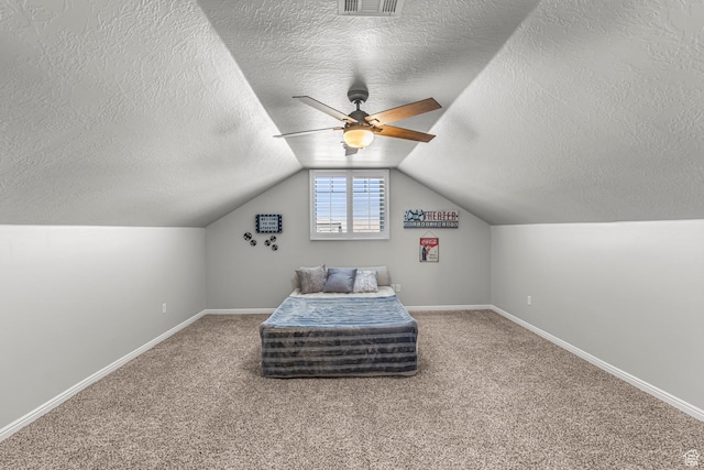 2727 S 3440 W, Hurricane, UT 84737 - carpeted bedroom featuring a textured ceiling, a ceiling fan, and lofted ceiling