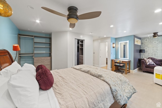 684 N Mccormick Blvd, Moab, UT 84532 - bedroom featuring recessed lighting, a walk in closet, and a ceiling fan