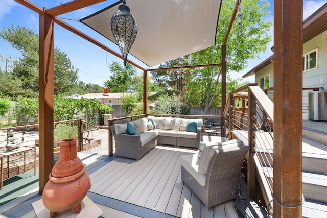 684 N Mccormick Blvd, Moab, UT 84532 - wooden terrace featuring an outdoor hangout area and a fenced backyard