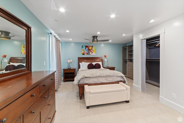 684 N Mccormick Blvd, Moab, UT 84532 - bedroom featuring light tile patterned flooring, recessed lighting, and ceiling fan