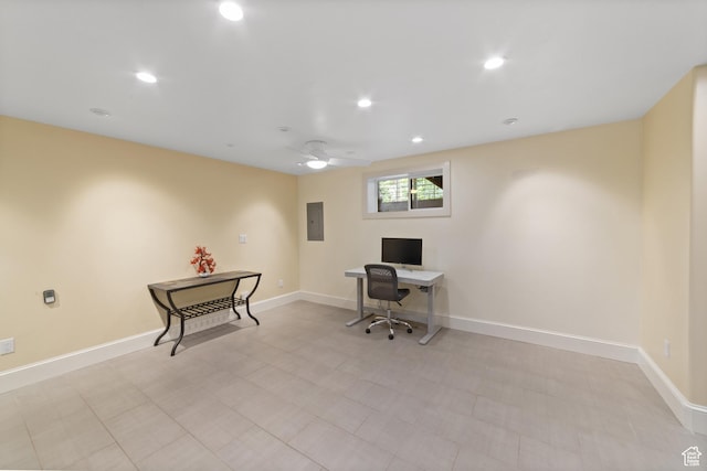 684 N Mccormick Blvd, Moab, UT 84532 - office space with electric panel, a ceiling fan, and recessed lighting