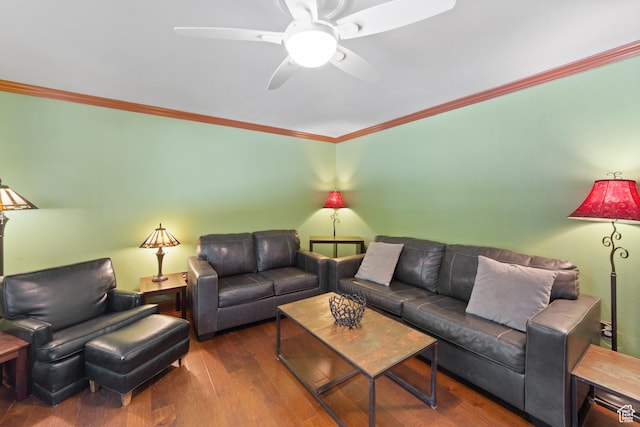 684 N Mccormick Blvd, Moab, UT 84532 - living room featuring ceiling fan, ornamental molding, and wood finished floors