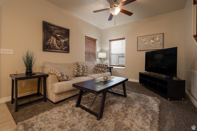 361 E 535 S, Vernal, UT 84078 - living area featuring ceiling fan and carpet flooring
