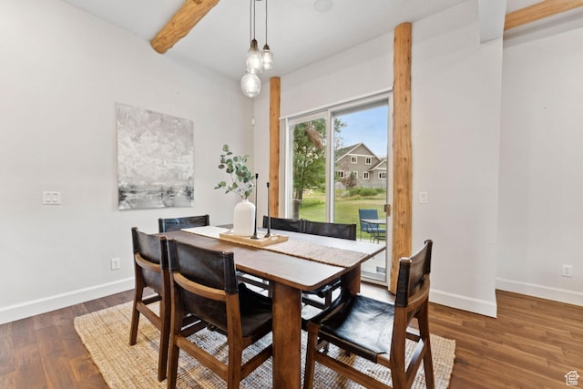 92 W Village Ct, Midway, UT 84049 - dining space featuring wood finished floors and beam ceiling