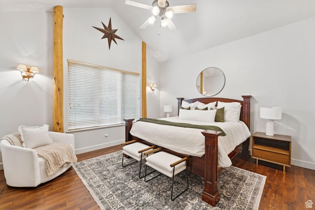 92 W Village Ct, Midway, UT 84049 - bedroom with vaulted ceiling, wood finished floors, and ceiling fan