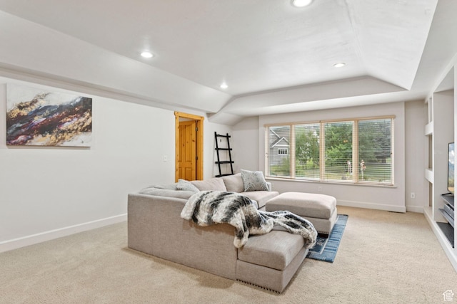 92 W Village Ct, Midway, UT 84049 - living room with recessed lighting, carpet flooring, and vaulted ceiling
