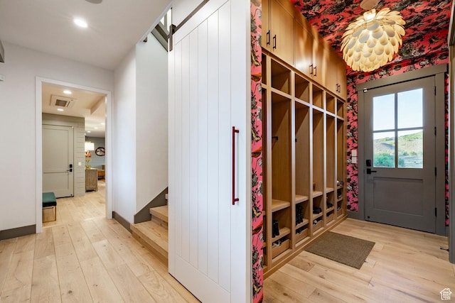 4746 Old Meadow Ln, Park City, UT 84098 - mudroom featuring light wood finished floors and recessed lighting