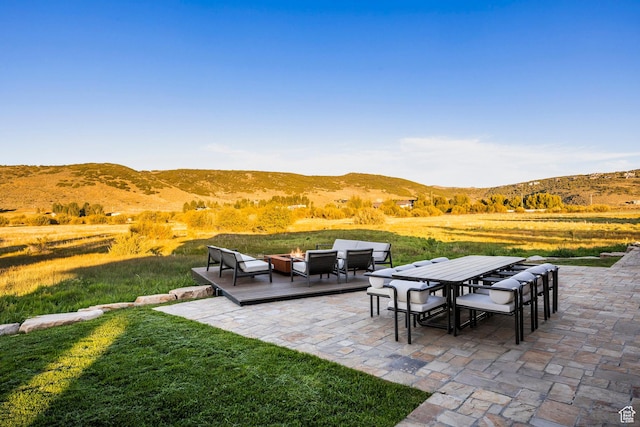 4746 Old Meadow Ln, Park City, UT 84098 - view of patio / terrace with a mountain view, an outdoor hangout area, and outdoor dining area
