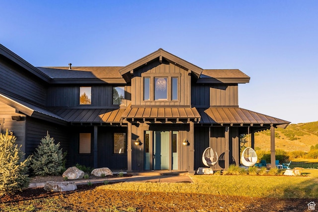 4746 Old Meadow Ln, Park City, UT 84098 - view of front facade featuring a standing seam roof and a metal roof