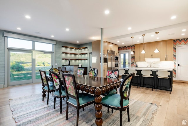 4746 Old Meadow Ln, Park City, UT 84098 - dining space featuring light wood-style flooring and recessed lighting