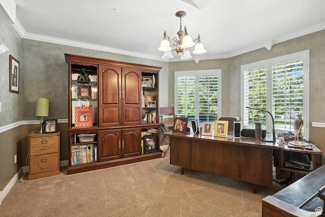 1680 N Camelot Dr E, North Logan, UT 84341 - office space featuring a chandelier, light carpet, and crown molding