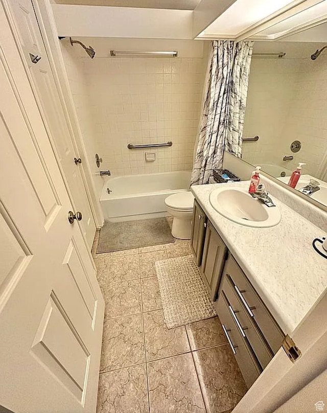 650 S Main St Unit 6111, Bountiful, UT 84010 - full bathroom featuring shower / tub combo with curtain, vanity, and tile patterned flooring