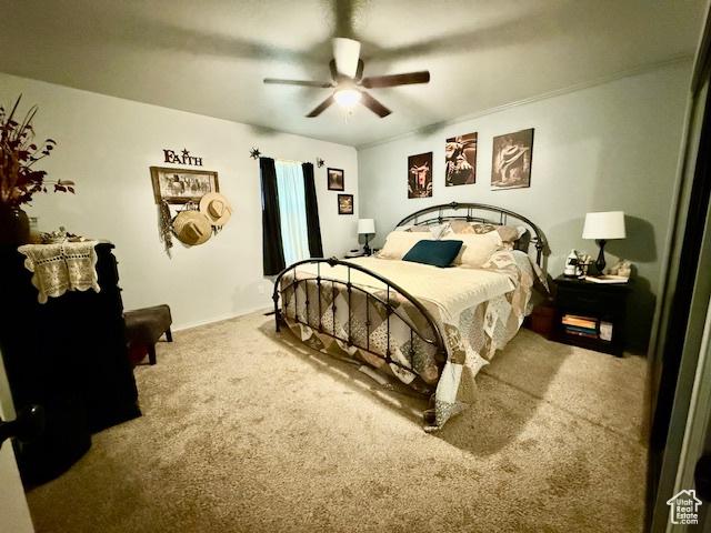 536 N Sundance Cir, Vernal, UT 84078 - bedroom with carpet flooring and a ceiling fan