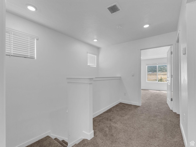 1206 W Summit Ridge Pkwy S Unit 182, Santaquin, UT 84655 - hallway with an upstairs landing, carpet, and recessed lighting