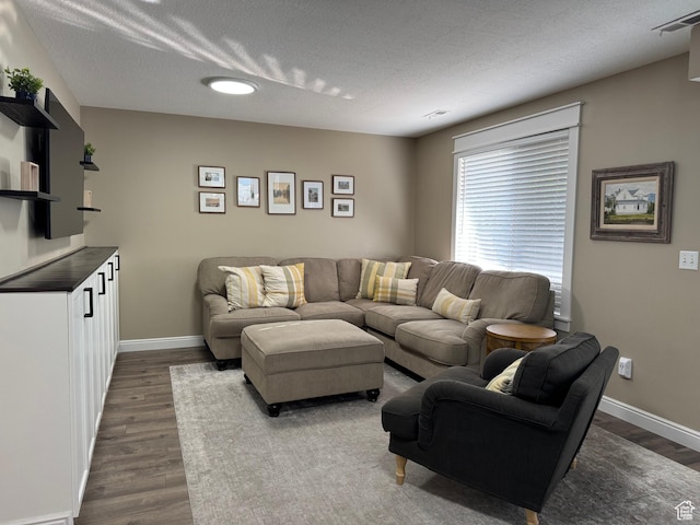 1216 N 2725 W, Layton, UT 84041 - living area with dark wood-style floors and a textured ceiling