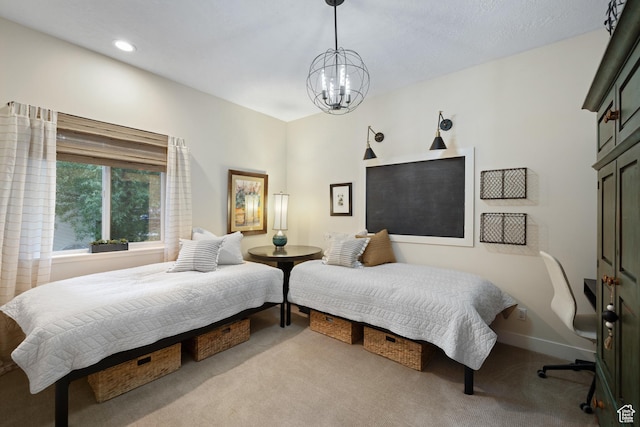 3605 W Wrangler Way, Park City, UT 84098 - carpeted bedroom with a chandelier and recessed lighting