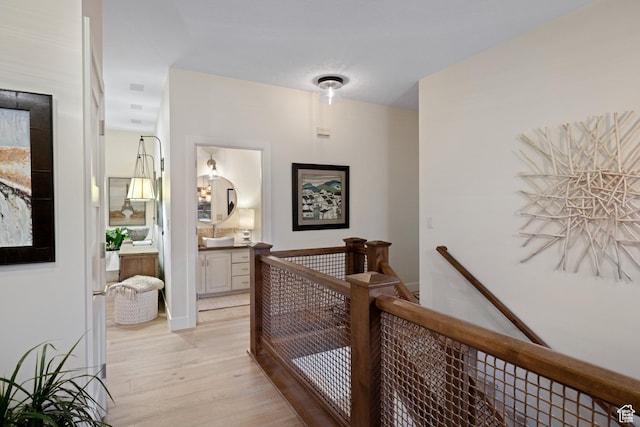 3605 W Wrangler Way, Park City, UT 84098 - corridor with an upstairs landing and light wood-style flooring
