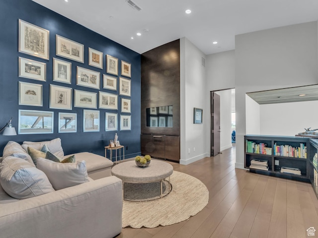 4693 Pinnacle Sky Loop, Park City, UT 84098 - living area with recessed lighting, wood finished floors, and a high ceiling