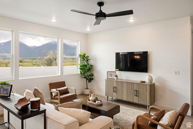 1282 N 1525 E Unit 68, Payson, UT 84651 - living room featuring ceiling fan, wood finished floors, and recessed lighting