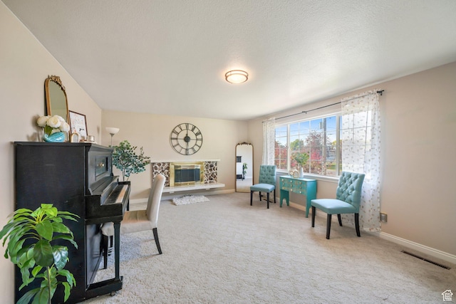 117 E 300 S, Gunnison, UT 84634 - living area with a glass covered fireplace and carpet flooring