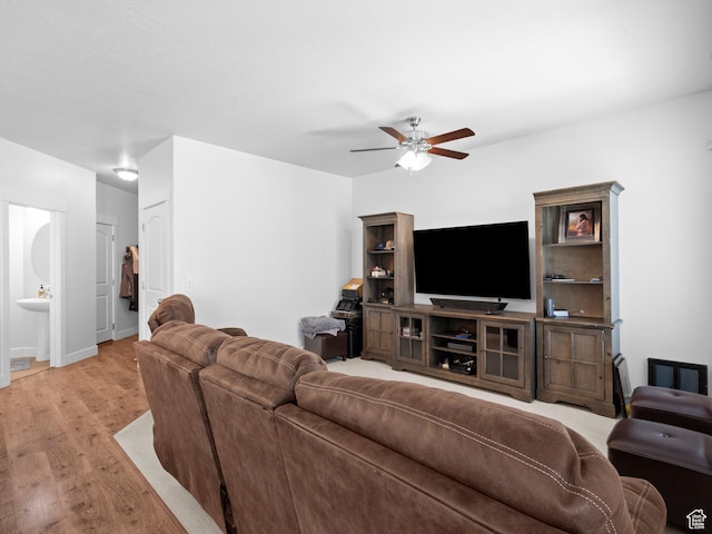 4070 W 1630 N, Lehi, UT 84043 - living room featuring light wood-type flooring and ceiling fan