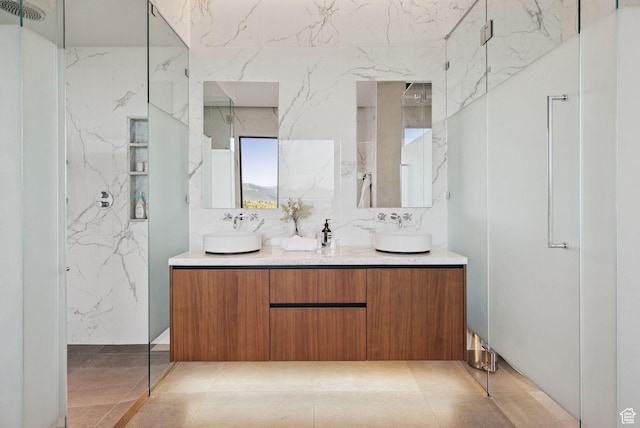 8078 N Red Fox Ct, Park City, UT 84098 - full bathroom with double vanity and a marble finish shower