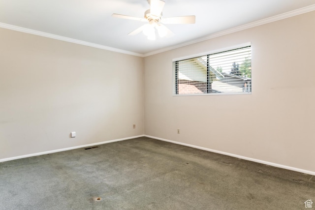 5681 S Calann Dr E, Holladay, UT 84121 - empty room with ornamental molding, carpet floors, and a ceiling fan