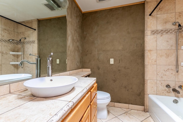 5681 S Calann Dr E, Holladay, UT 84121 - bathroom featuring tile patterned floors, vanity, and  shower combination