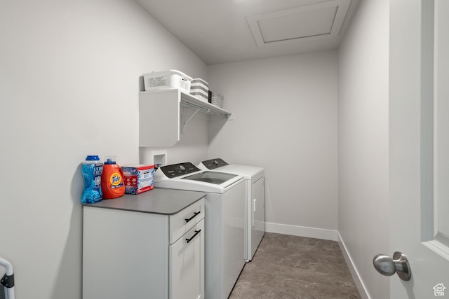 12333 S Pesky Ln, Herriman, UT 84096 - laundry area featuring washing machine and dryer, cabinet space, and attic access
