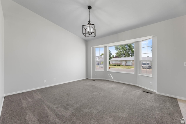 77 W 525 N, Layton, UT 84041 - unfurnished room with a chandelier, carpet flooring, and vaulted ceiling