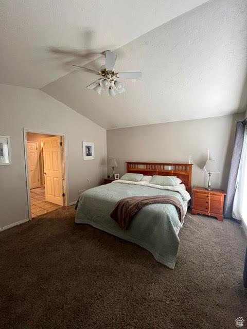 2254 N 390 E, Provo, UT 84604 - carpeted bedroom with vaulted ceiling and a ceiling fan