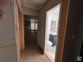 9 Red Cir, Manila, UT 84046 - corridor with attic access and light wood-style flooring