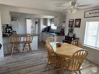 325 E Ashley Way, Manila, UT 84046 - dining space with a ceiling fan and wood finished floors