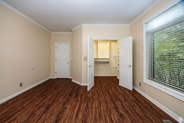 1387 E 260 N, Logan, UT 84321 - unfurnished bedroom with multiple windows, ornamental molding, wood finished floors, a spacious closet, and a closet