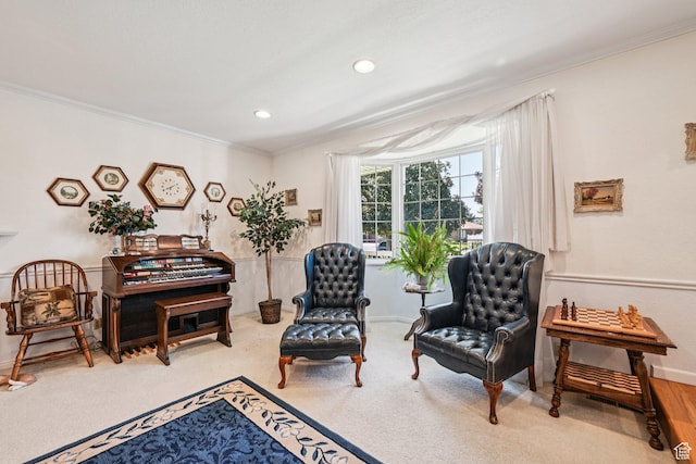 537 E Edindrew Cir, Murray, UT 84107 - living area featuring crown molding, carpet flooring, and recessed lighting