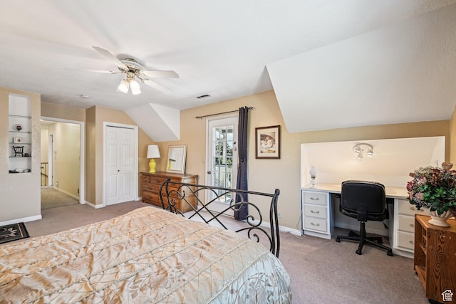 537 E Edindrew Cir, Murray, UT 84107 - bedroom featuring carpet, a desk, a ceiling fan, access to exterior, and a closet