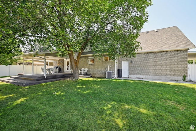537 E Edindrew Cir, Murray, UT 84107 - back of house featuring brick siding, a deck, and roof with shingles