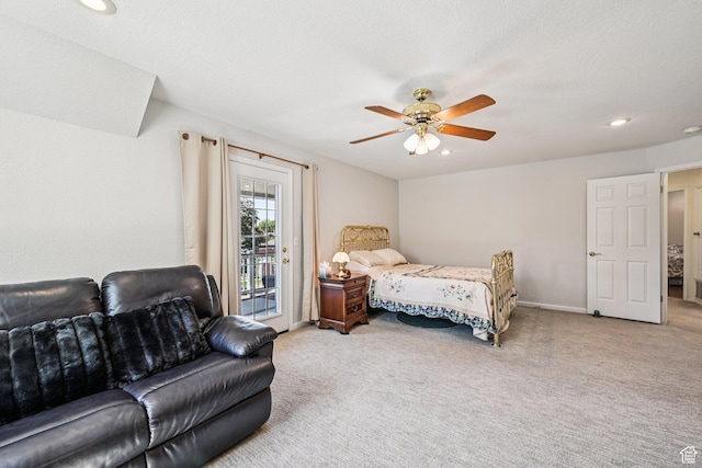 537 E Edindrew Cir, Murray, UT 84107 - carpeted bedroom featuring access to exterior, ceiling fan, and recessed lighting