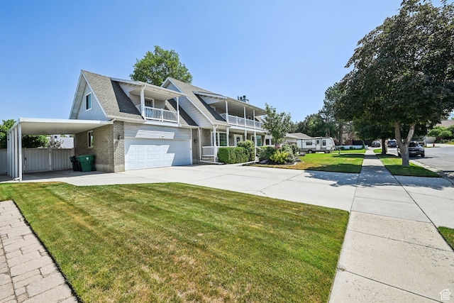 537 E Edindrew Cir, Murray, UT 84107 - view of front of home featuring a garage, concrete driveway, brick siding, a balcony, and a shingled roof