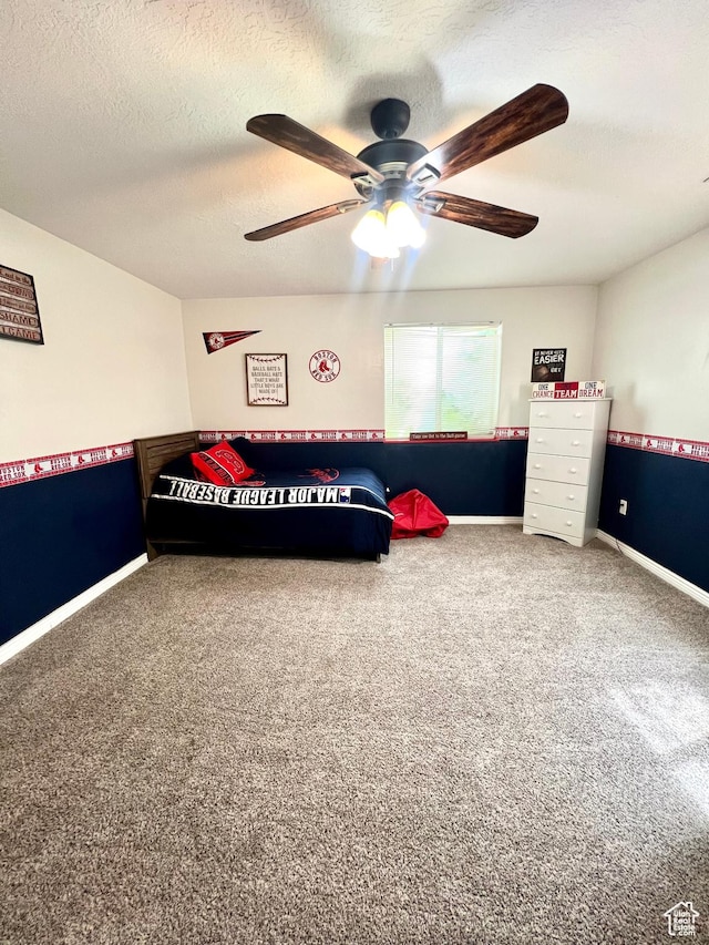 80 N 200 W, Central Valley, UT 84754 - bedroom with carpet flooring, a textured ceiling, and a ceiling fan