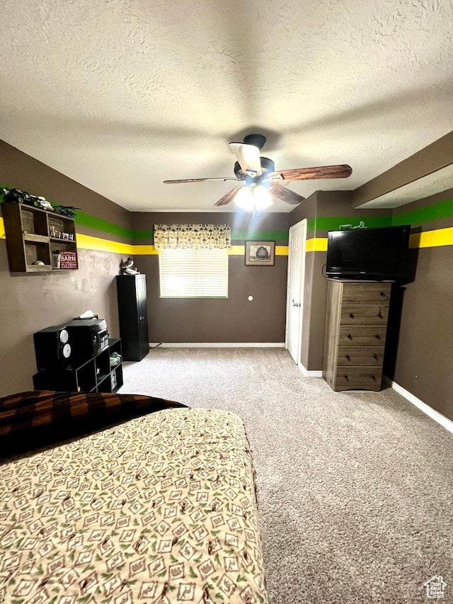 80 N 200 W, Central Valley, UT 84754 - bedroom featuring a textured ceiling, light colored carpet, and a ceiling fan